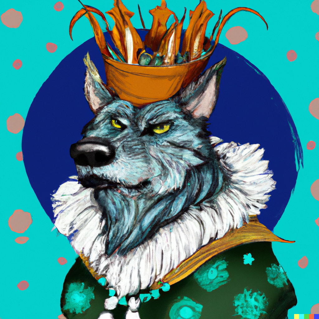 A funny looking Big Bad Wolf from Disney, rendered in van Gogh style, generated by DALL-E 2